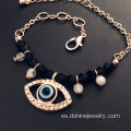 Mal de ojo pulsera de oro cristal perlas colgante pulsera